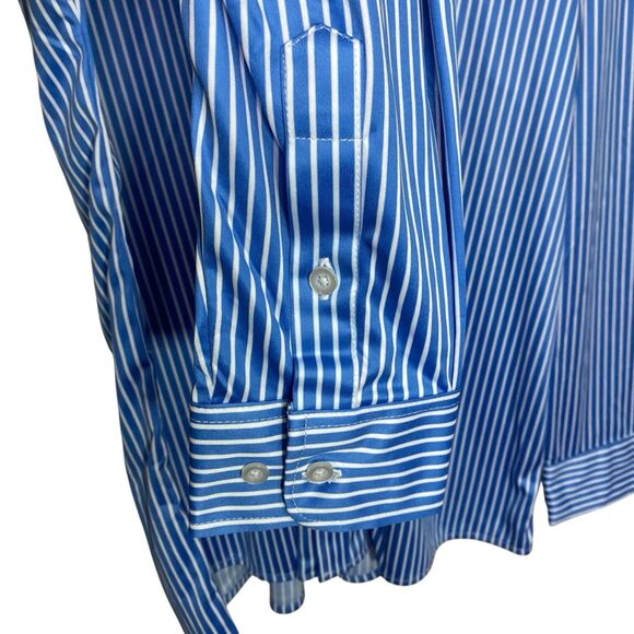 Collars & Co Shirt Mens 2XL Blue White Button Up Stripe Dress Collar Polo NEW - Picture 6 of 7